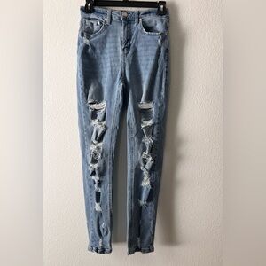 Indigo Rein Ripped Skinny Jeans, Size 3, Light Blue, Pre-owned